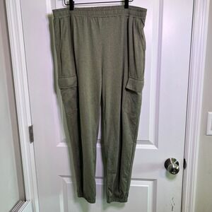 Crane Mens Cargo Jogger Pants Elastic Waist Olive Green Size L